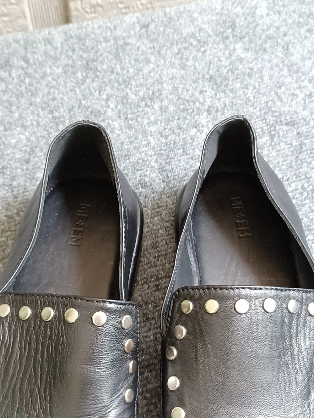 ME+EM Studded Travel Loafer Shoe Size 38 US 8 Women Leather Black Quiet Luxury